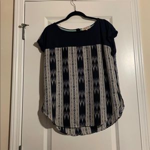 blue and white shirt blouse